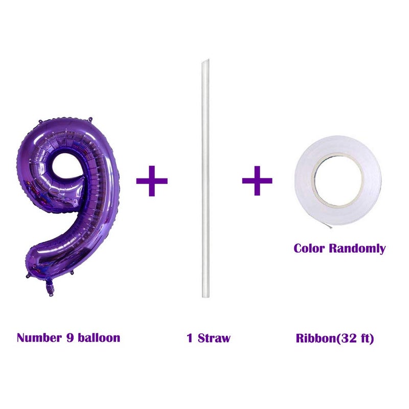 MoMo Balloon 40 Inch Jumbo Purple Number 9 Balloon Giant Balloons Prom Balloons Helium Foil Mylar Huge Number Balloons for Birthday Party Decorations/Wedding/Anniversary - Image 3